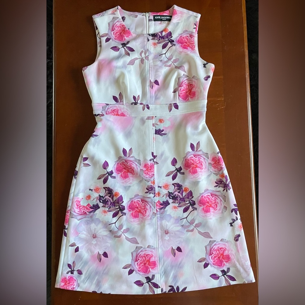 Karl Lagerfeld (Paris) White Dress w/ Floral Design